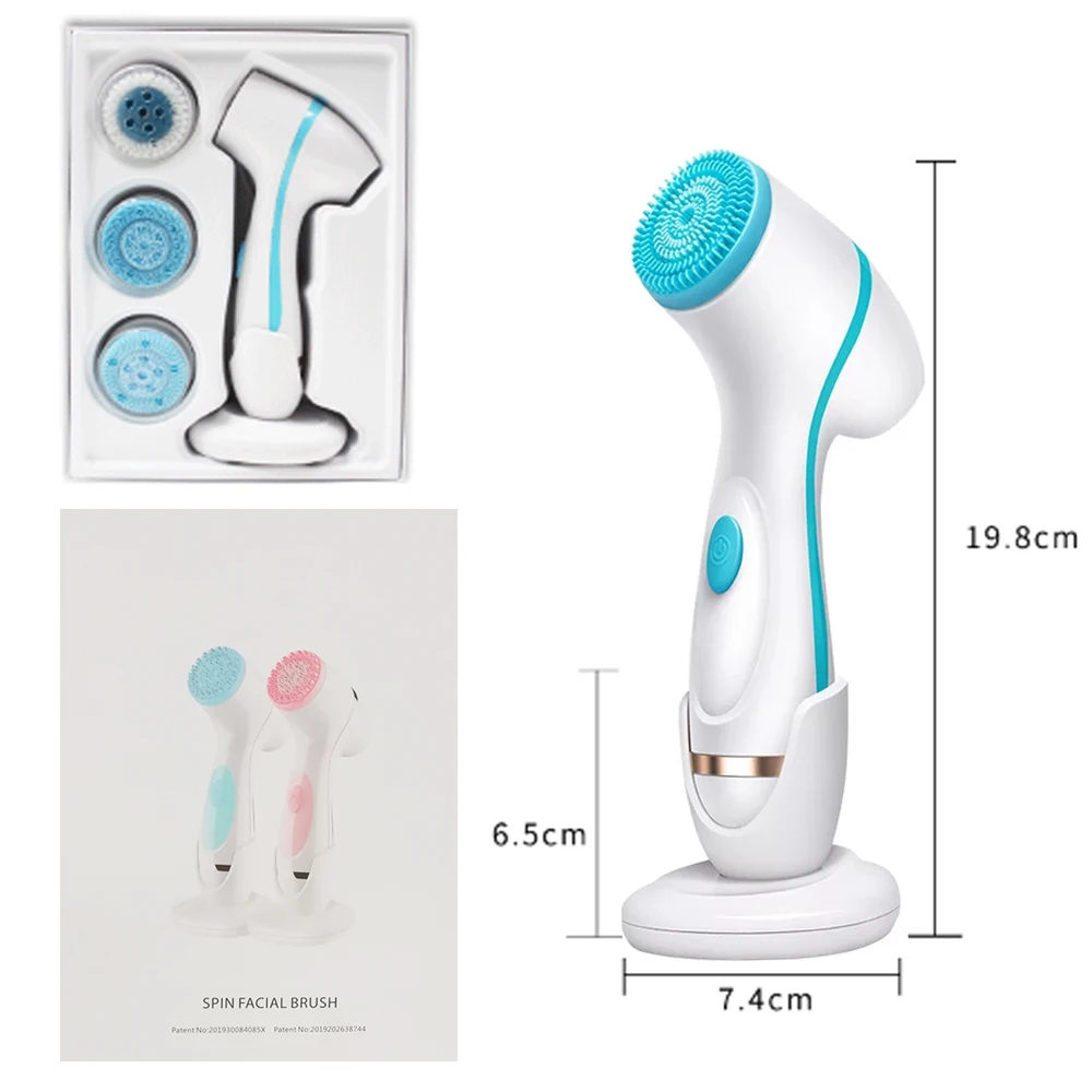 

3 In 1 Electric Facial Face Cleansing Brush Silicone Rotating Face Brush Deep Pore Cleaning Skin Peeling Massager Cleanser Brush