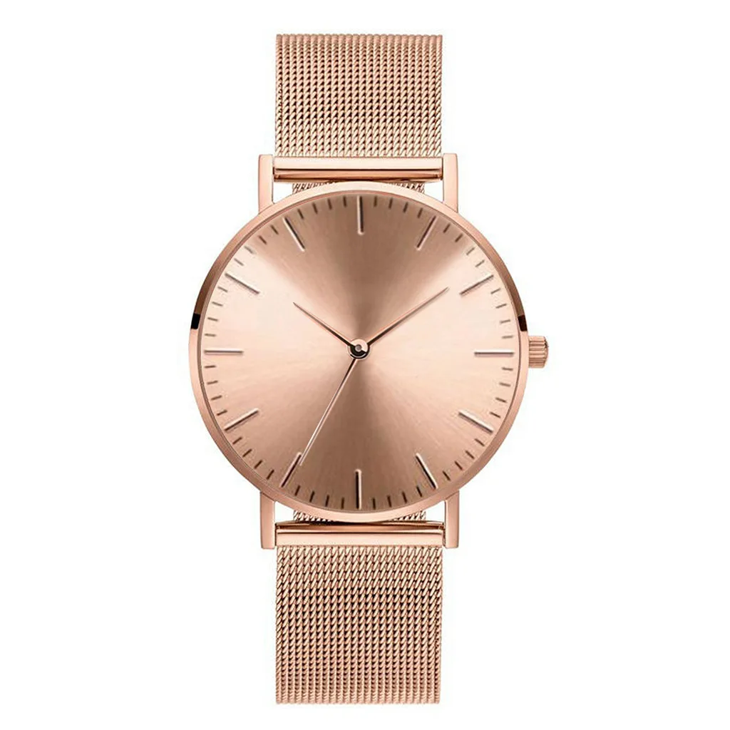 

2021 New Fashion Watch Simple Womens Watch Fashion Stainless Steel Mesh Belt Pin Buckle Rose Gold Ladies Quartz Watch