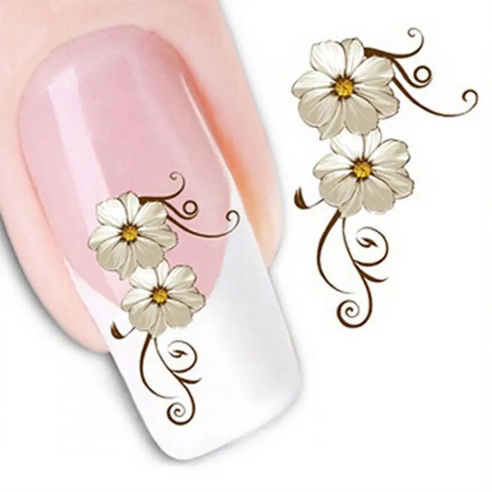 

1 лист наклеек для ногтей элегантный цветочный узор дизайн легко наносится DIY наклейки для дизайна ногтей украшение для маникюра