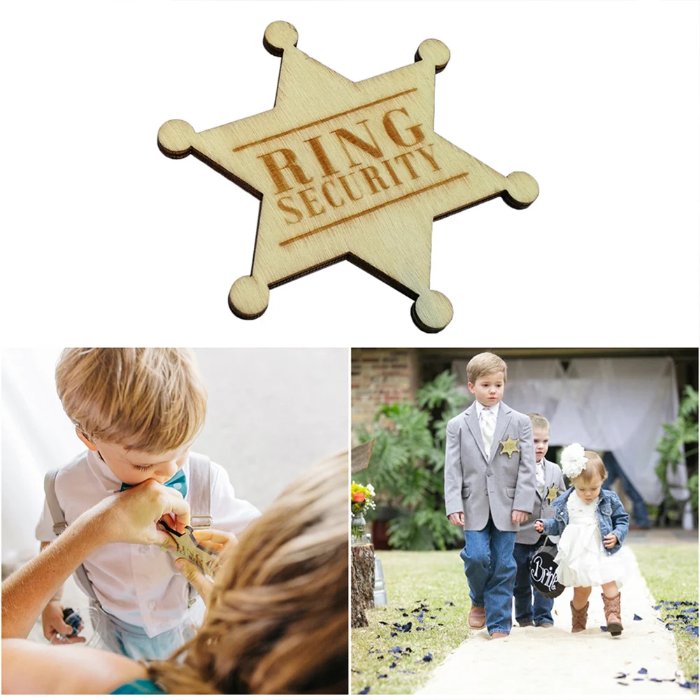 

Ring Security Wooden Ring Bearer Badge Gift For Bridal Party Ringbearer Accessory Pin Engraved Badge For Wedding Security