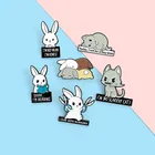 Симпатичная эмалированная брошь с изображением животных из мультфильма кролик маленький белый кролик ножницы для чтения спящий игровой сплав булавки милые ювелирные изделия подарок