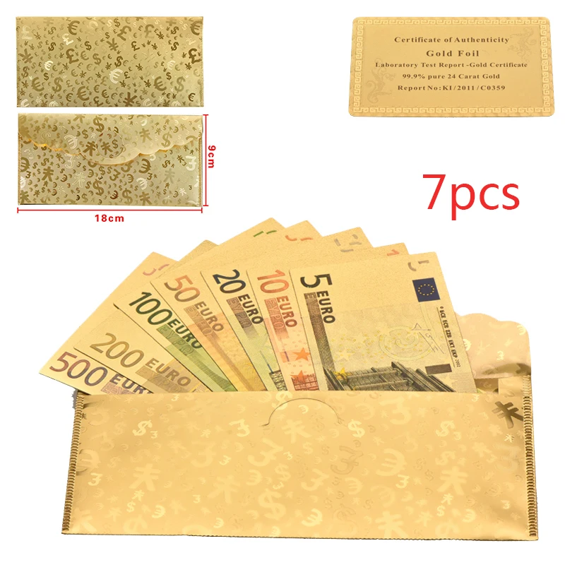7pcs with case WR цветные евро 500 Поддельные Банкноты серебряная фольга евро банкноты сбор бумажных денег банкноты для сувенира подарок Прямая поставка - Цвет: 7pcs with case