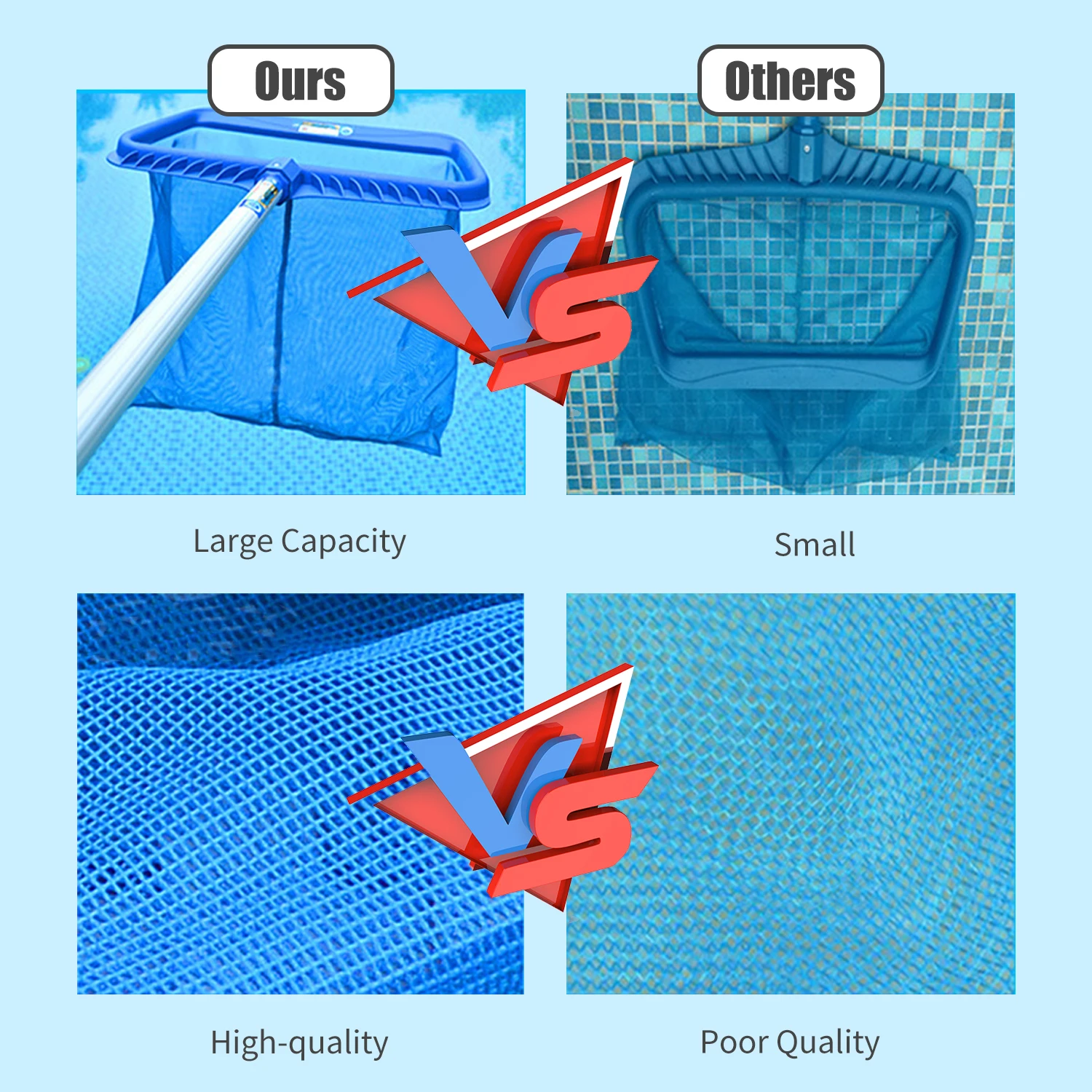 

Swimming Pool Skimmer Net Removal Leaf Rake with Deep Bag Swimming Pool Cleaning Tool with Heavy-Duty Frames Deep Mesh Nets
