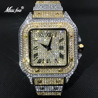 missfox white gold men watches top brand luxury full diamond square quartz male watch hip hop ice out waterproof clock gift 2021