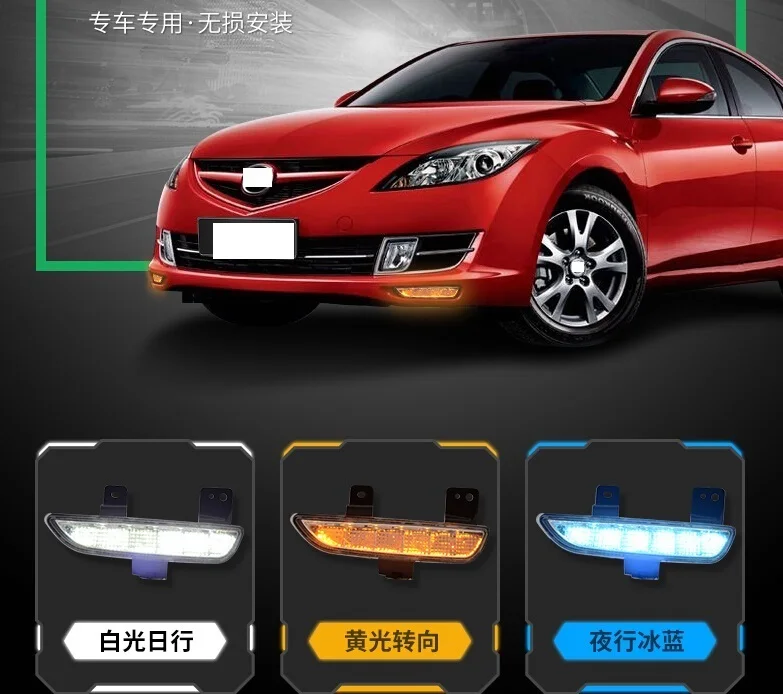 CAPQX 2 шт. для Mazda 6 Mazda6 GH Ruiyi 2009 2010 2011 2012 передний бампер светодиодный противотуманный светильник дневного светильник LED DRL лампы