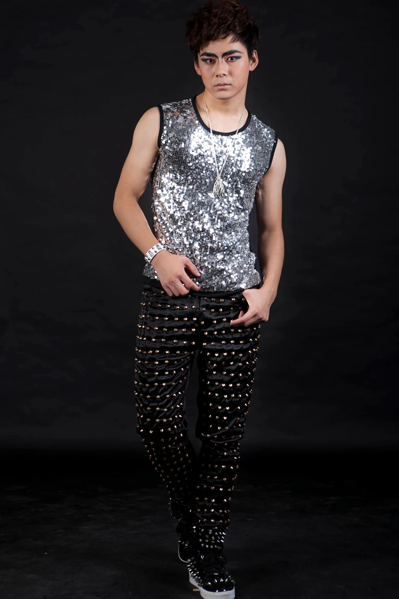 Оригинальный Приталенный жилет с блестками для ночного клуба мужской певицы