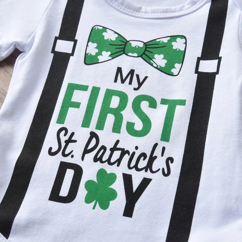 

New Born Baby Clothes Boy Clothes Set 3Pcs Short Sleeve Letters Print Romper Striped Trousers Hat Outfits