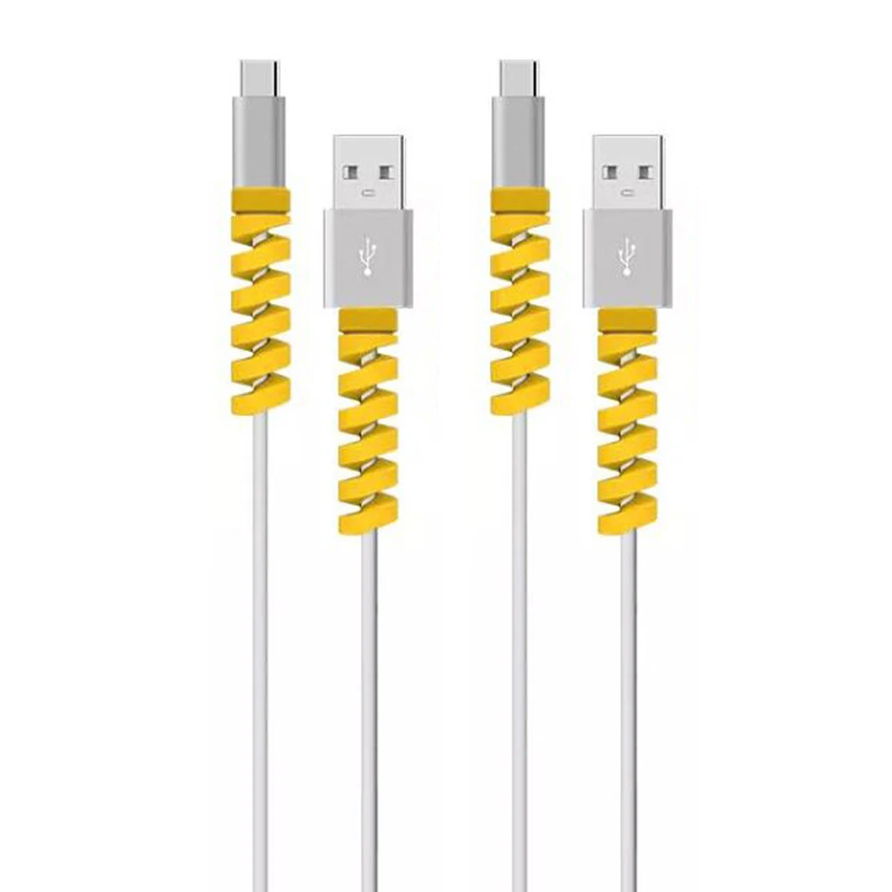 4 шт. Универсальный простой в использовании USB провод протектор для кабеля передачи данных сплошной мягкий анти-ломается крышка зарядная линия спиральная намотка мобильного телефона