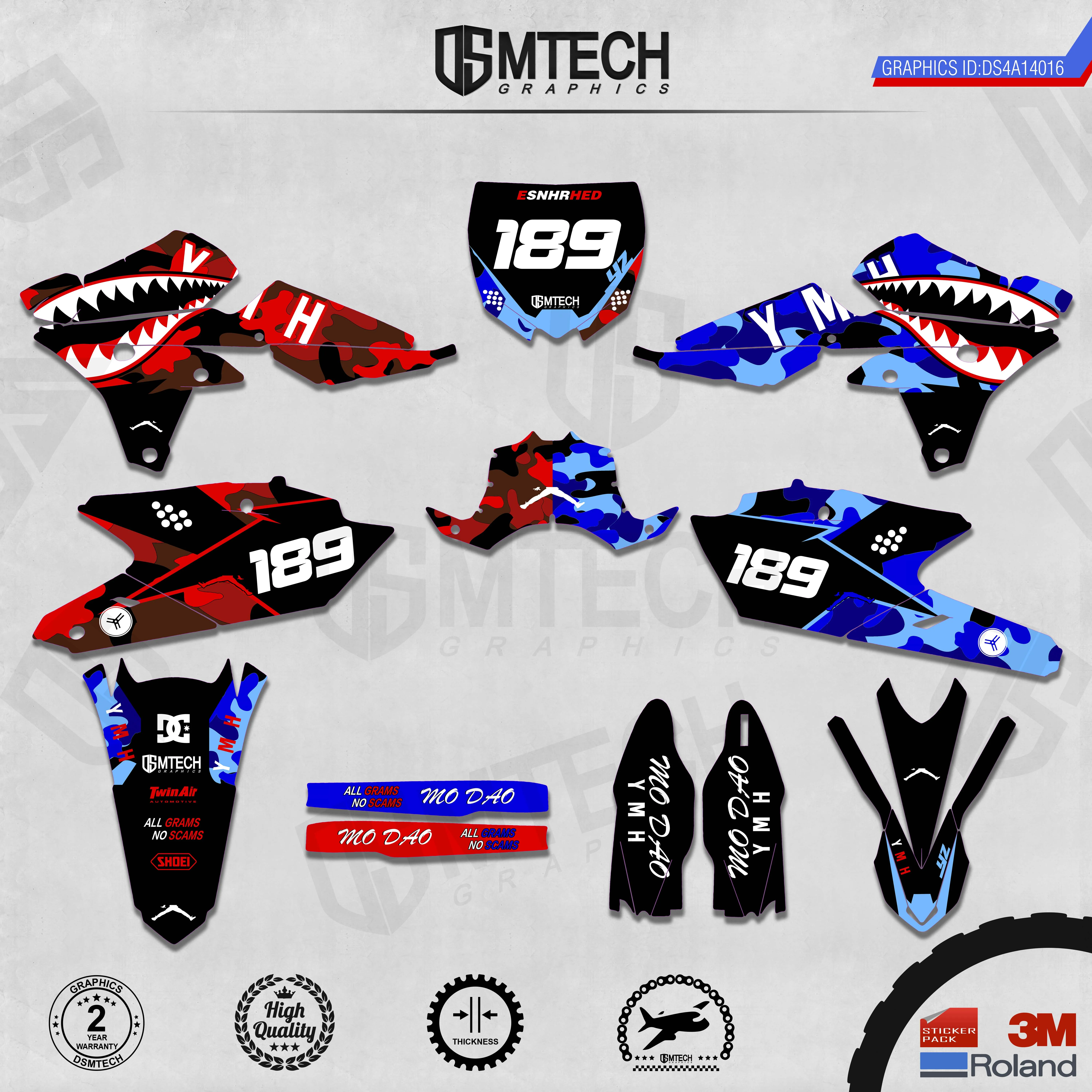 DSMTECH Customized Team Graphics Backgrounds Decals 3M Custom Stickers For 14-18 YZ250F 15-19 YZ250FX WRF250 14-17 YZ450F 016