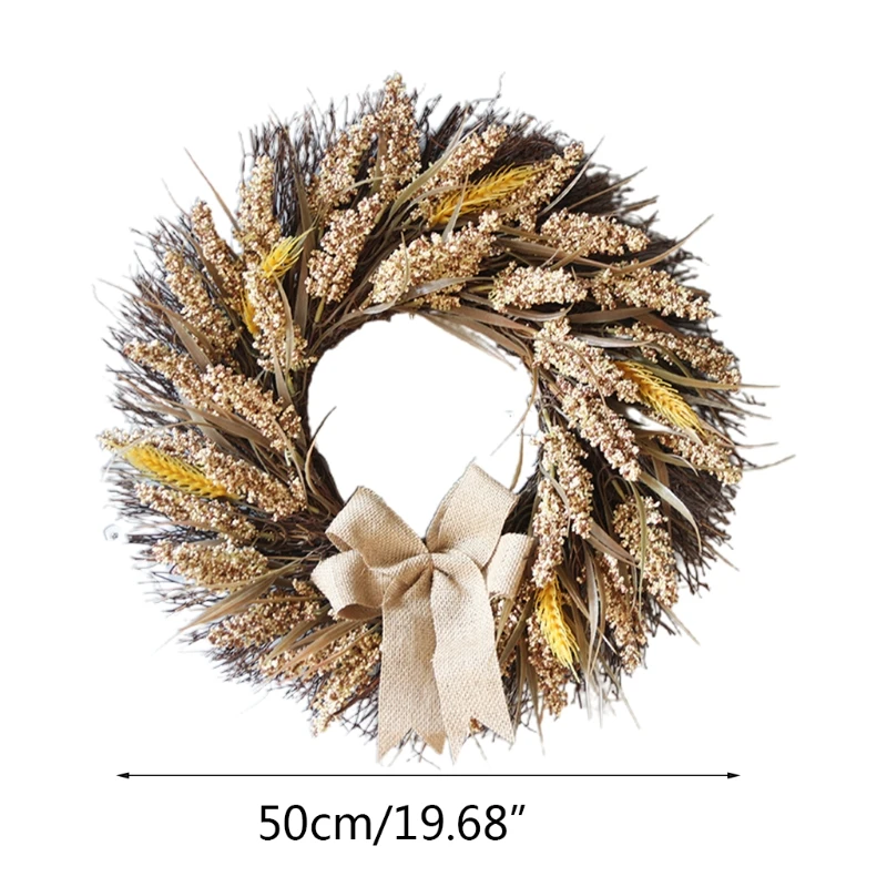 

Autumn Fall Wreath Front Door Wreath Harvest Wheat Ears Grain Garland for Wedding Wall Home Farmhouse Thanksgiving Decor