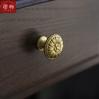 european american style antique brass handle drawer cabinet cabinet door pure copper gold single hole round handle door knob