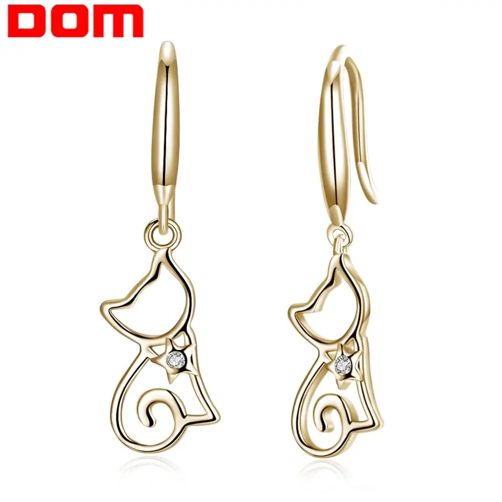 DOM Женские Ювелирные изделия 925 пробы серебряные висячие серьги с милым котом
