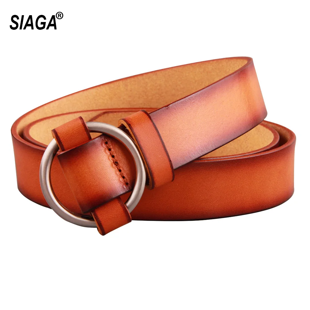 Ремень из натуральной воловьей кожи Женский тонкий декоративный пояс с