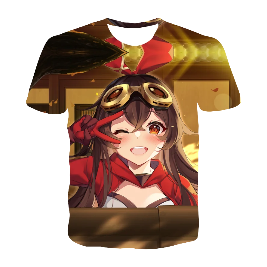 

New Game Genshin Impact T-Shirts Girl Clothes 3D Harajuku Anime Printed Tops O Collar Children Boy Shirts Lovely Baby Clothes