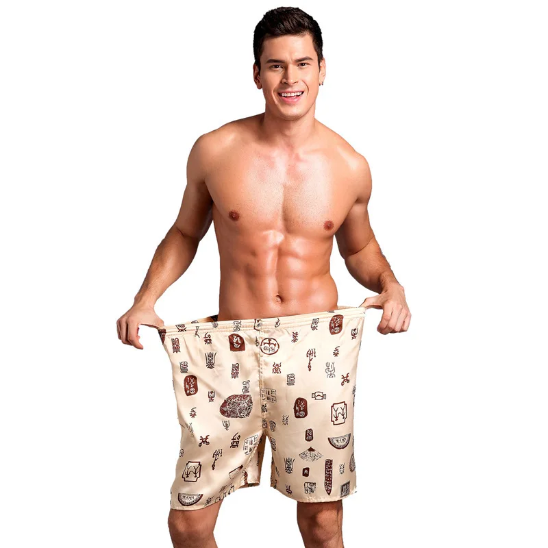 Пижама Мужская атласная с принтом свободная летняя одежда для сна модные шорты