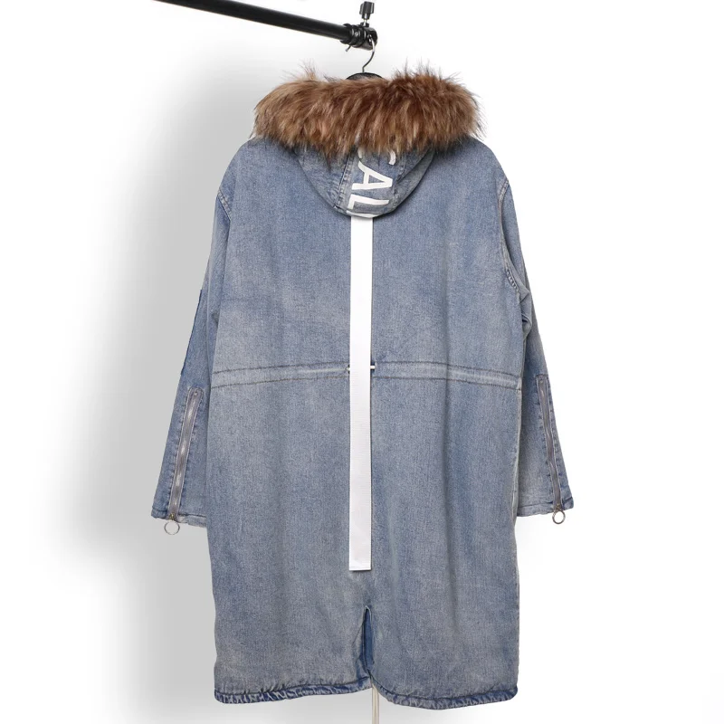 

Owen seak Men Cotton Denim Coats Jackets High Street Men's Clothing Trench Winter Cotton Dust Coats Jackets Windbreaker Black