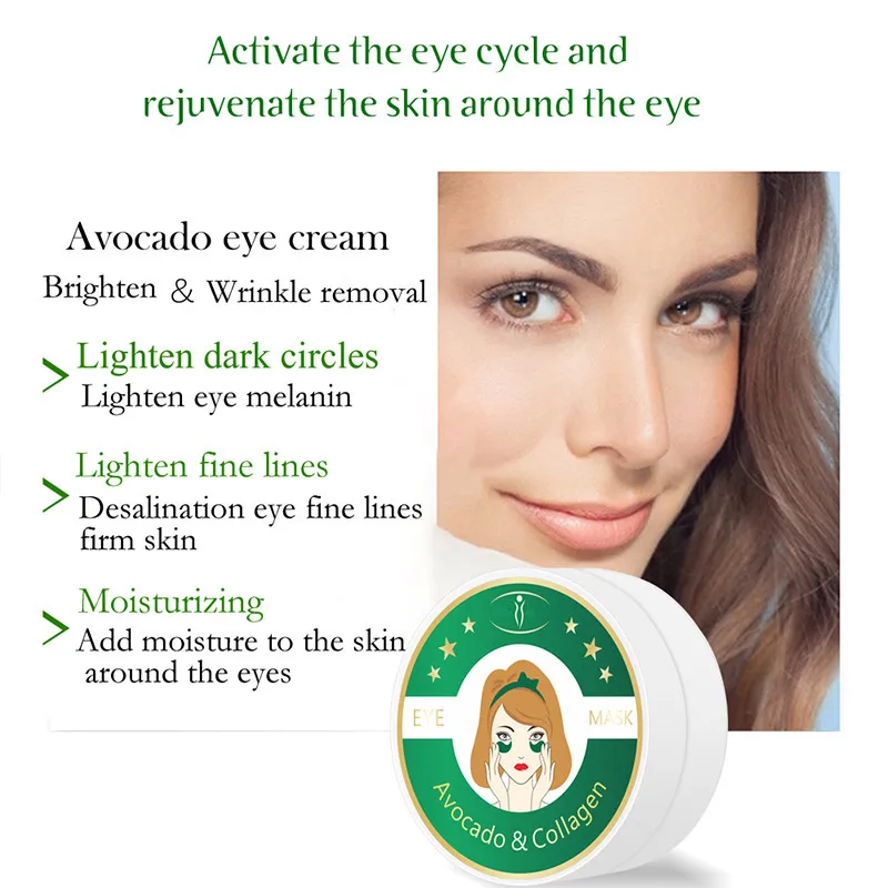 

Avocado Collage Under Eye Gel Pads Moisturizing Ant-puffiness Dilute Dark Circles Firming Skin Eye Patches k7