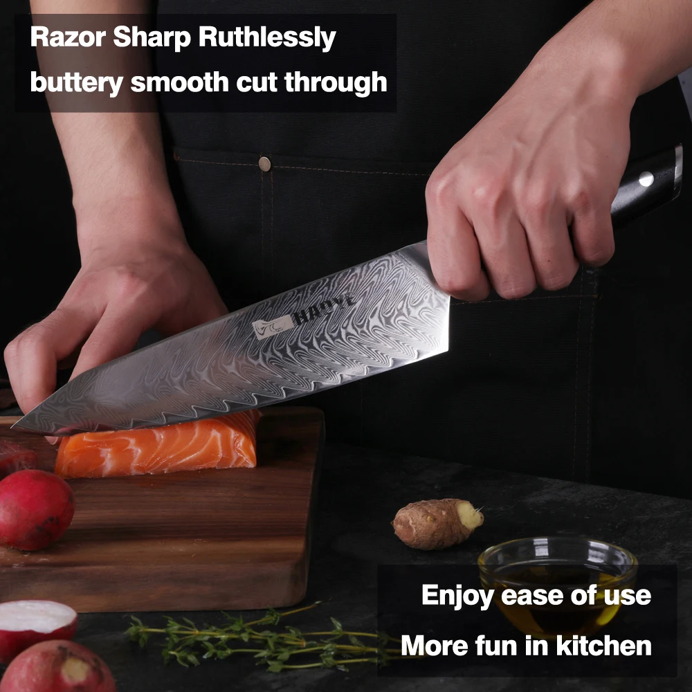 Поварской нож из дамасской стали vg10 японские мастерские кухонные ножи kiritsuke 67