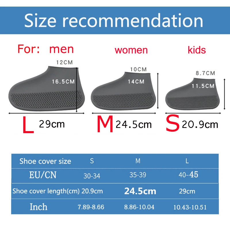 Waterproof Shoe Covers Cycling Rain Reusable Overshoes Silicone Latex Elastic Shoe Covers Protect Shoes Accessories Dust Covers