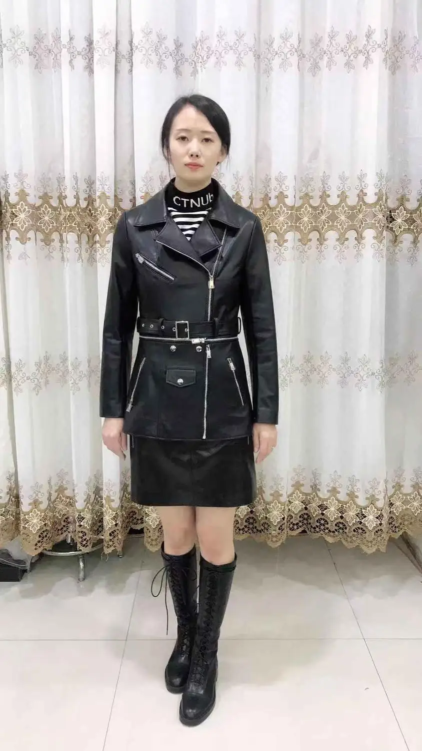 Женская куртка из натуральной кожи новинка сезона весна-осень 2019 овчины можно