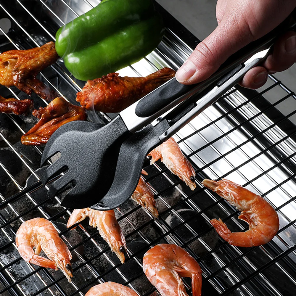 Stainless Steel Silicone Tips Tongs Kitchen Non-Stick Barbecue Steak Clip Cooking Tong Accessories | Дом и сад