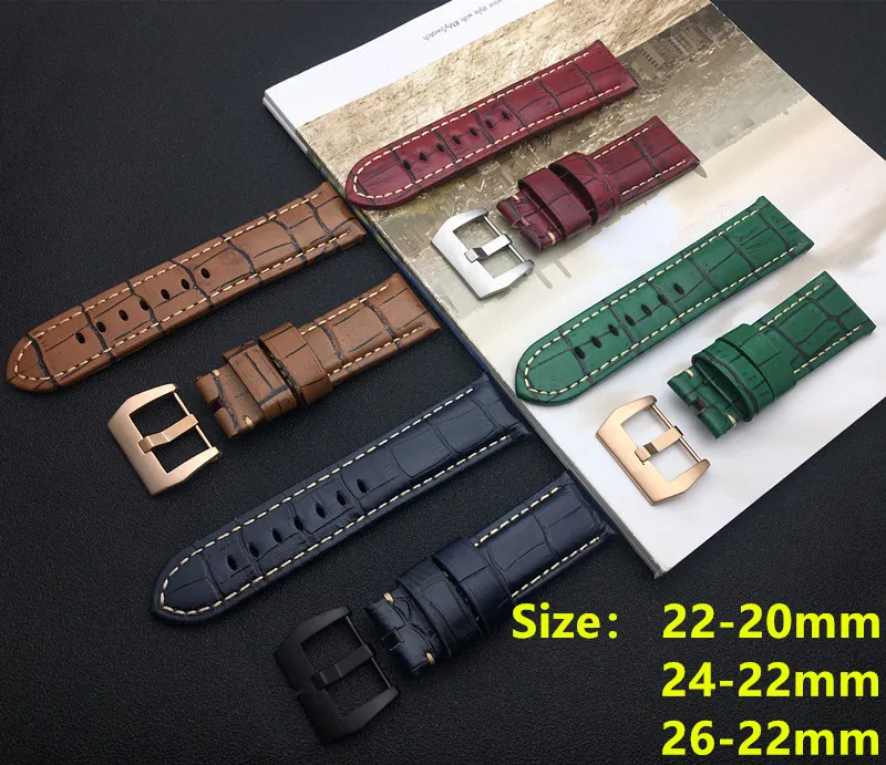 Настоящая Натуральная Ретро бамбуковая кожа ремешок для часов мужчин 22 мм 24 26
