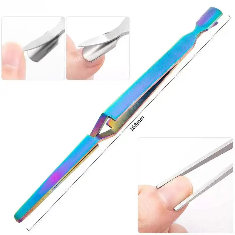 1Pc Rainbow Stainless Steel Nail Shaping Tweezers for UV Gel Tips C Curve Pinchers Sculpture Clip 3 Colors Art Tools |