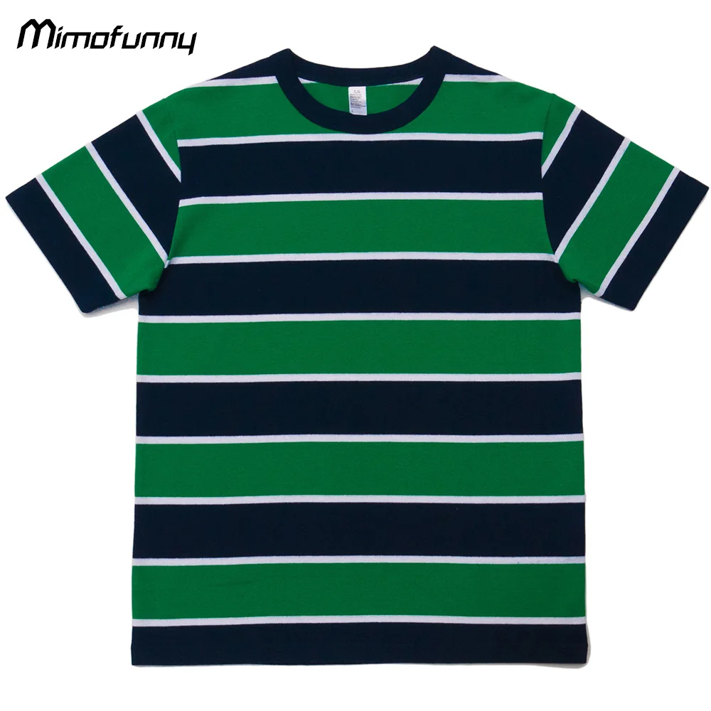 

T-shirt Men Colorful Strip Short Sleeve Tee College Style O-Neck Unisex Tops Casual Baggy Hipster High Street Couple Streetwear