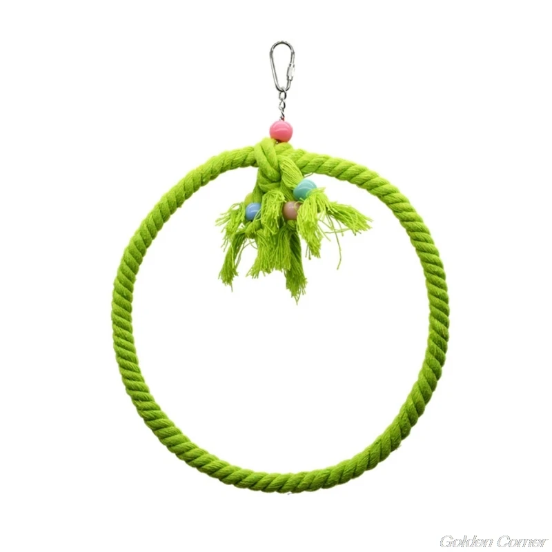 

Pet Parrot Birds Cage Toy Cotton Rope Circle Ring Stand Chewing Bite Hanging Swing Cockatiel Para Climbing D22 20 Dropshipping