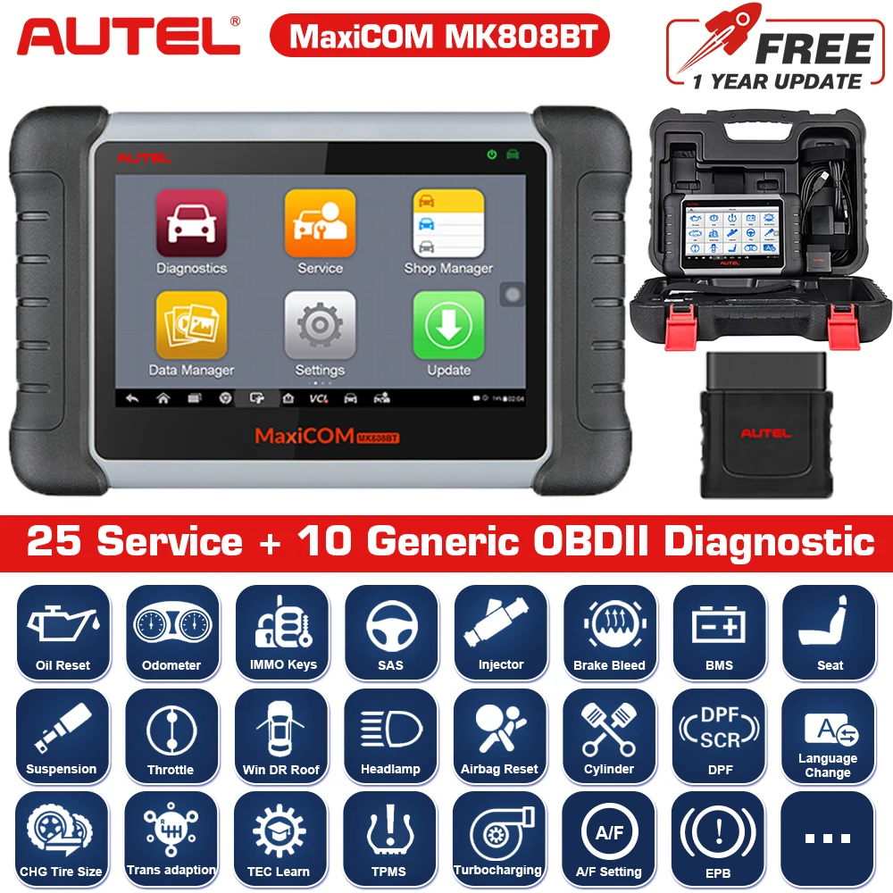 Autel MaxiCOM MK808BT диагностический инструмент полная система диагностики сканер OBD2