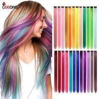 leeons synthetic hair extensions with clips heat resistant straight hair extensions color colored black hair clip womens 12gpcs