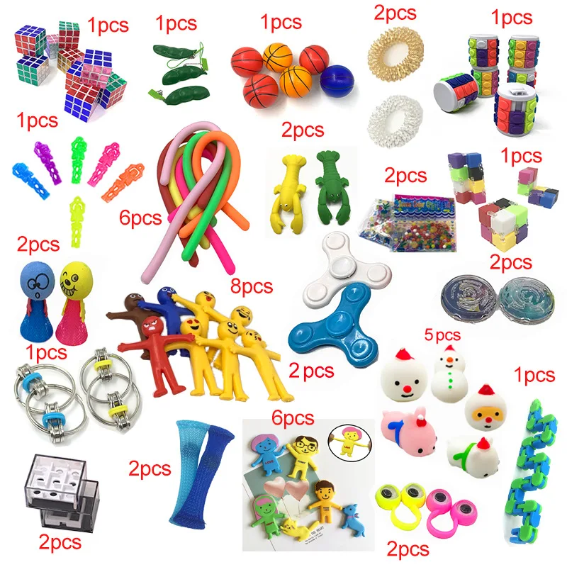 

New Funny Combination 50 Pieces Extrusive-Solving Fidget Kids Toys Hot Selling Various Styles Toy Set Wholesale