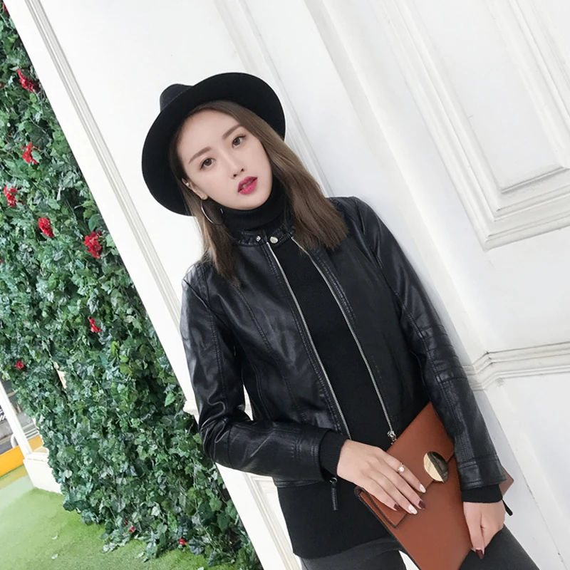 

2020 New Spring Women Faux Leather Jackets Biker PU Leather Jacket Female Slim Short Outwear Motorcycle Coat