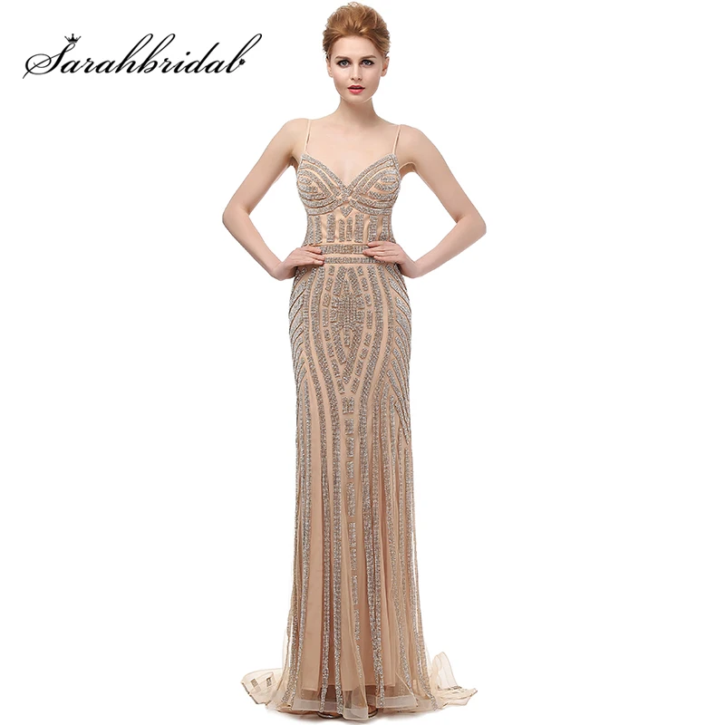 Robe De Soiree блестящие вечерние платья с кристаллами размера плюс длинные платья цвета шампанского для выпускного вечера красивые вечерние платья русалки LX116