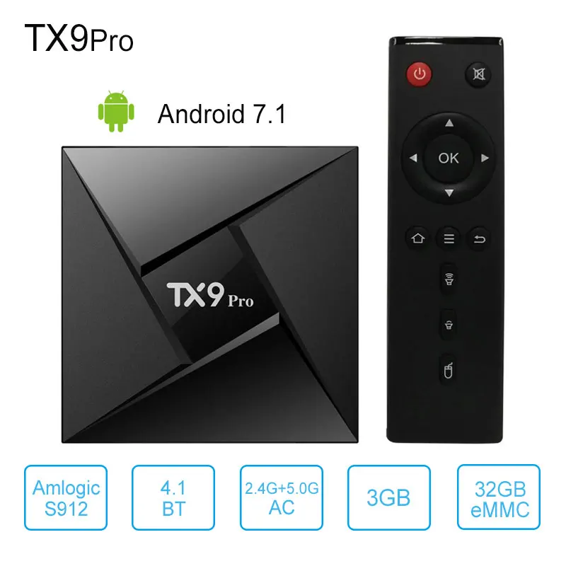 ТВ приставка TX9 Pro Восьмиядерный Amlogic S912 3 ГБ 32 Android 7 1 2 4G/5G Wi Fi Bluetooth 4 4K умный