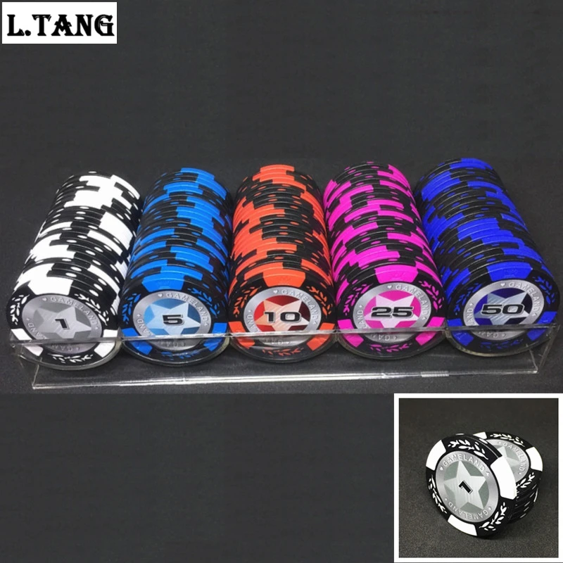 100 шт. покерные чипсы с пластиковой коробкой глина железная широкая игра