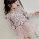 Вечерние платья принцессы pudcoco для девочек, детский кружевной Цветочный лоскутный тюлевый сарафан, модное осеннее бальное платье с длинным рукавом