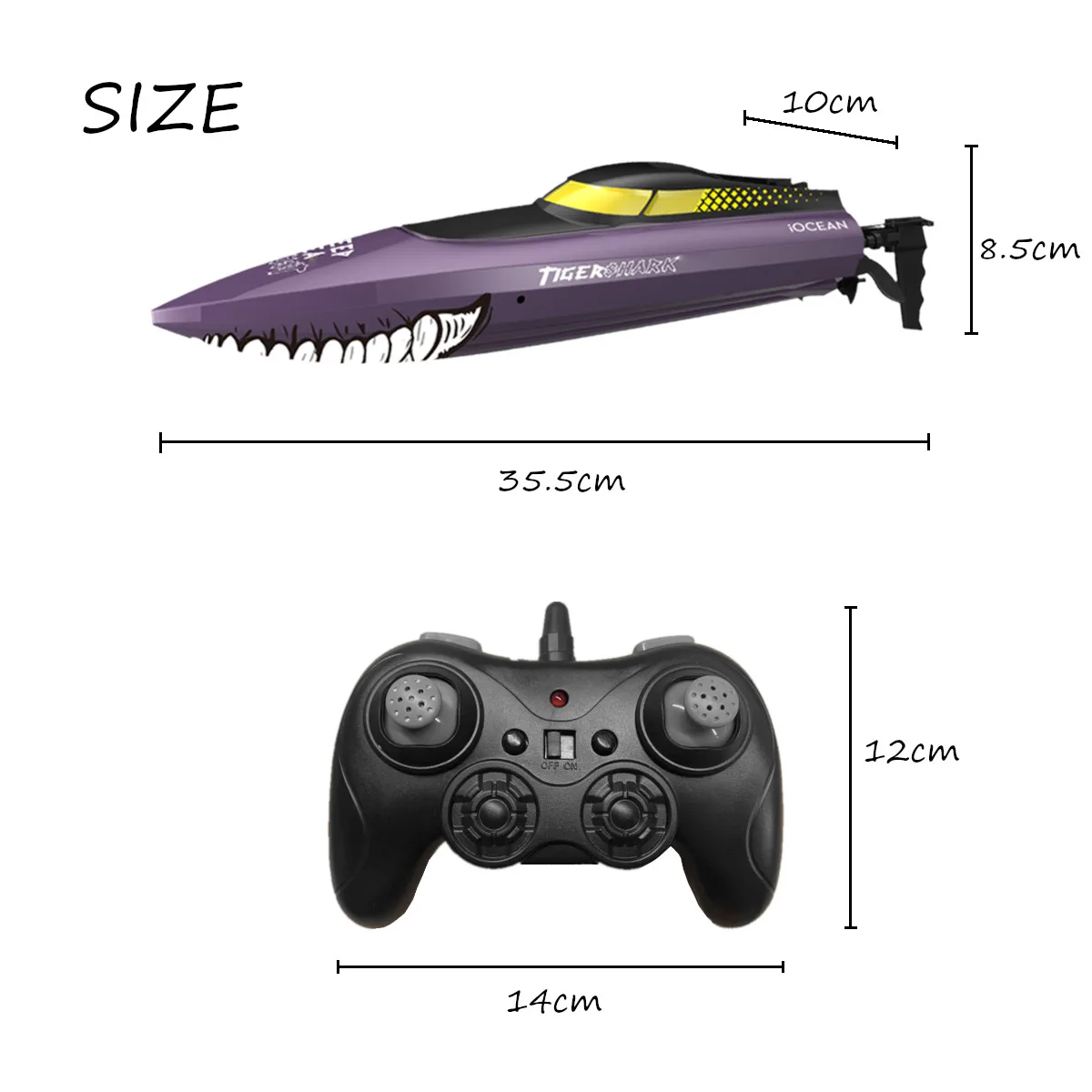 

2.4G 150m RC Boat Sharp Racing Ship High/ Low Speed Mode Low Power Alarm for new learner/ hobby grade Player Kids Toy Gift