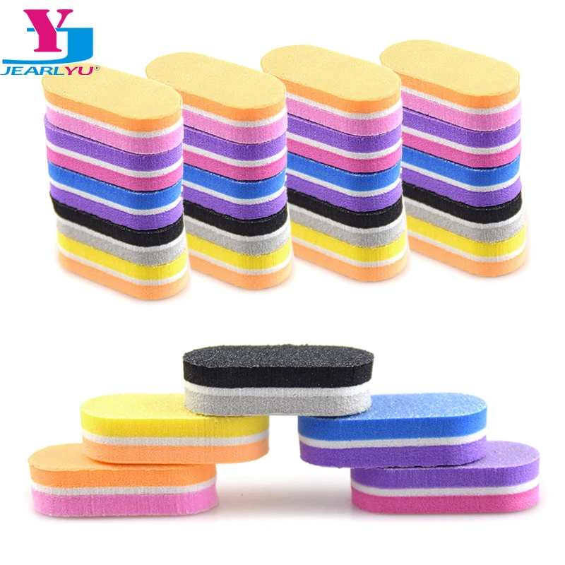 50 Pcs Dounle Color Mini Nail Sponge Files Buffer Block Buffing Sanding Nails File Pedicure Manicure Tools Gel Nail Accessories