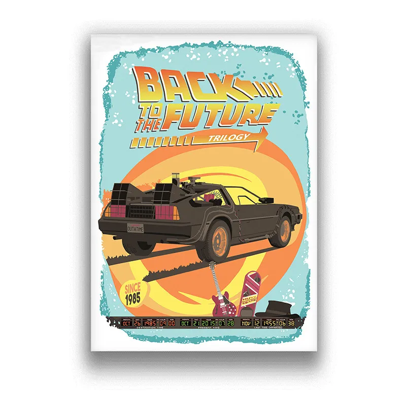 Крутой автомобиль Назад в будущее бумажные плакаты с белым покрытием и принты