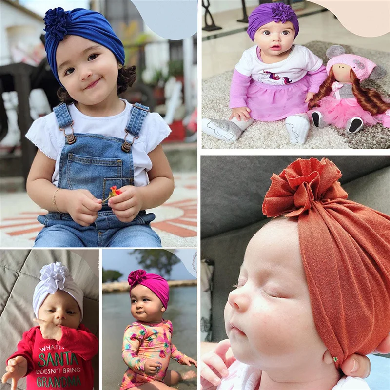 New Fashion Flower Baby Hat Newborn Elastic Baby Turban Hats for Girls 10 Colors Cotton Infant Beanie Cap New Fashion Flower Baby Hat Newborn Elastic Baby Turban Hats for Girls 10 Colors Cotton Infant Beanie Cap