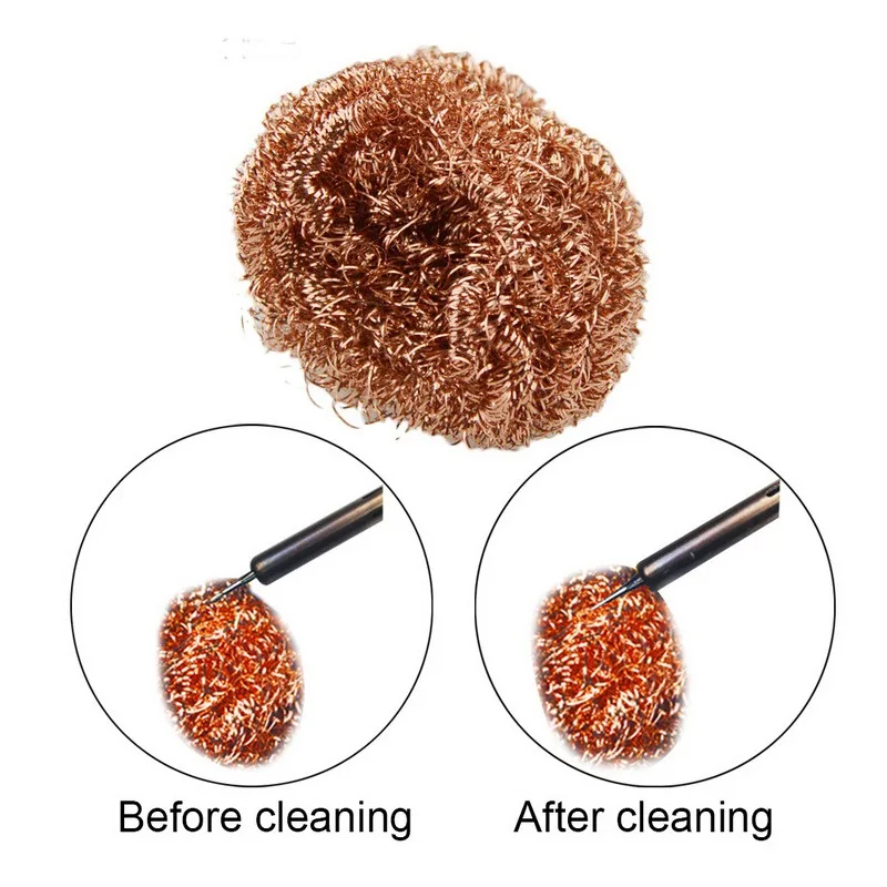 

Cleaning Ball Desoldering Soldering Iron Mesh Filter Cleaning Nozzle Tip Copper Wire Cleaner Ball Metal Dross Box Clean Ball