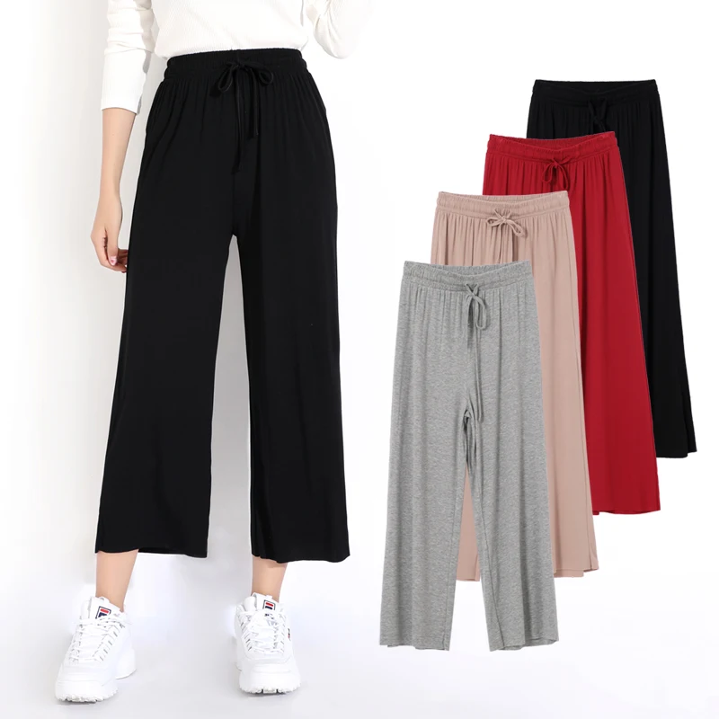 Home Casual Out Pants Comfortable Solid Modal Long Pants Women Sleep bottoms Female Lounge Wear Night пижамные штаны