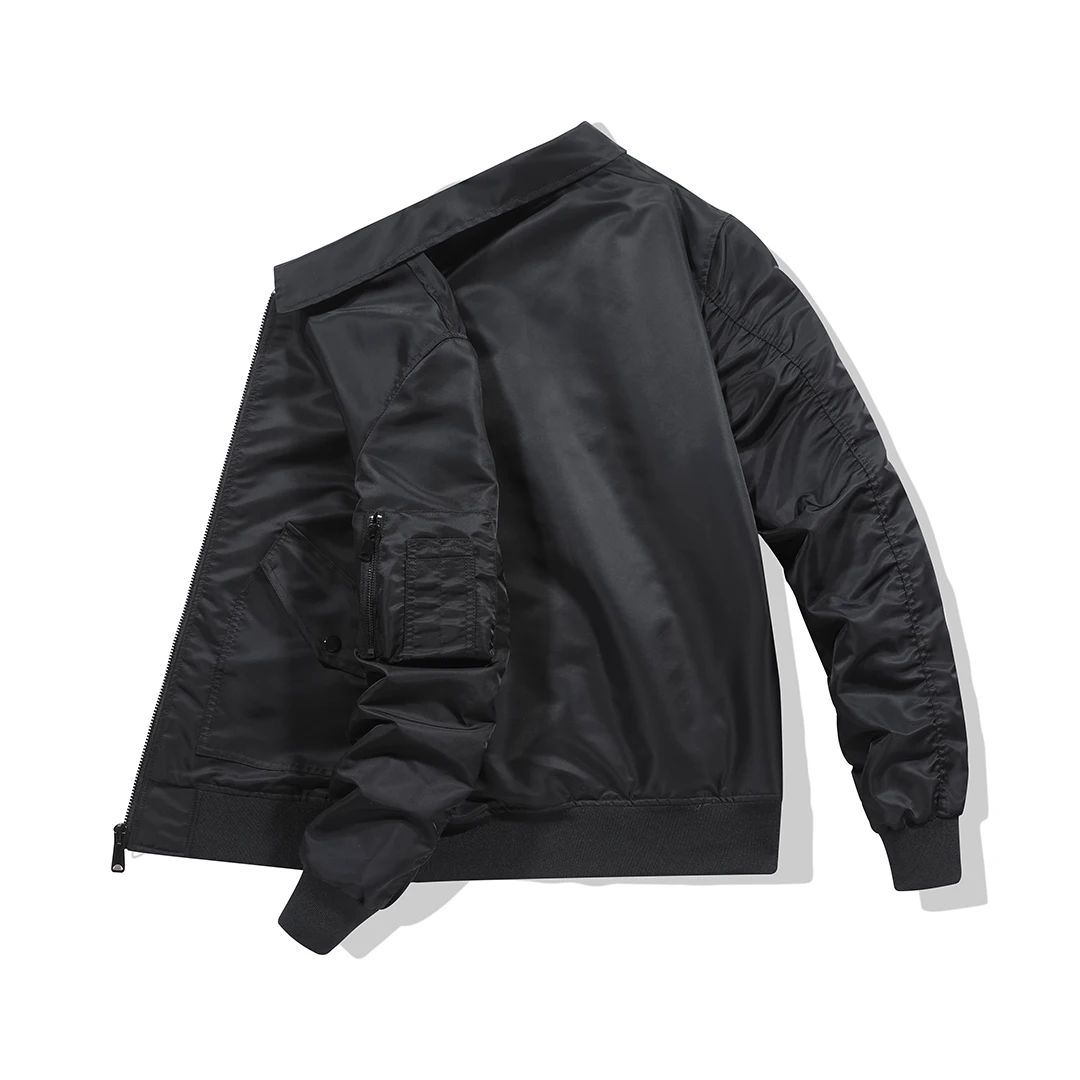 

QSuper Solid Color Men's Jackets Turn-down Collar Men Windbreaker Autumn&Spring Polyester Casual Male Bomber Jacket Clothing