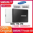 SSD-накопитель Samsung T7, 500 Гб, ТБ, USB Gen 2 Type-C, портативный интерфейс, твердотельный накопитель PCIe NVMe