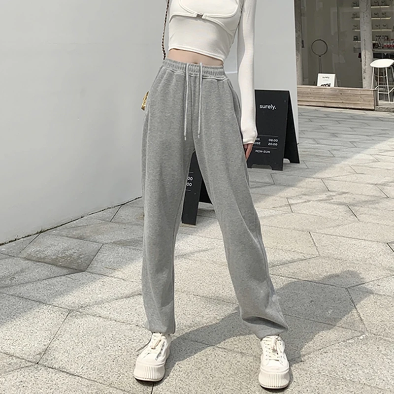 Зимние женские штаны спортивные для бега мешковатые с высокой талией