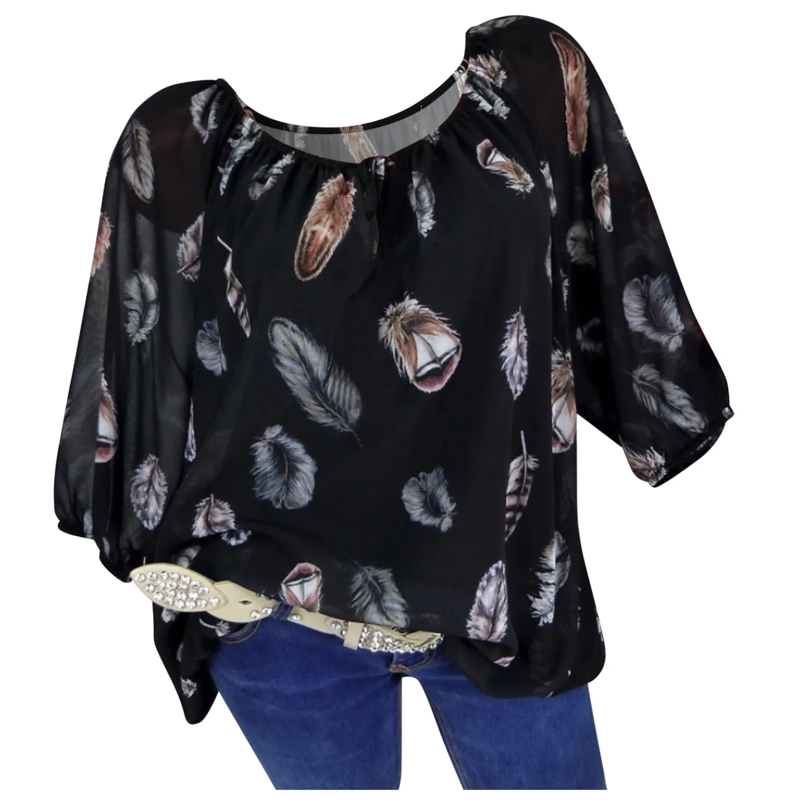 Блузка женская шифоновая с коротким рукавом и V-образным вырезом | Женская одежда