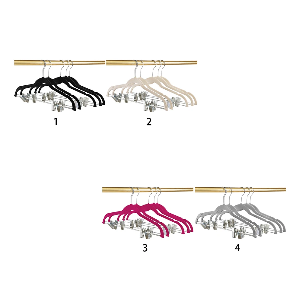 

10pcs Wardrobe Organizer Clothes Hangers Laundry Velvet Drying Rack Garment Suit With Clips Non-Slip Multifunction Closet