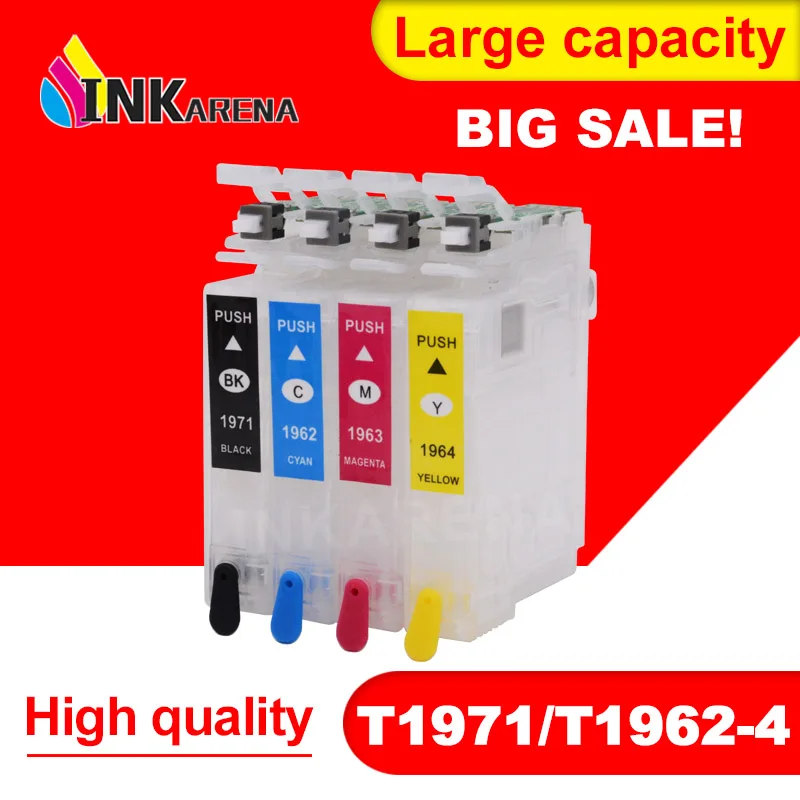 

INKARENA Refillable Ink Cartridge T1971 T1961 T1951 Compatible For Epson Expression XP 101 201 211 401 204 104 214 411 WF-2532