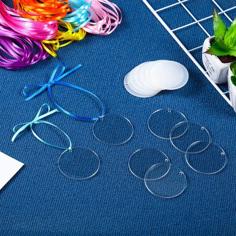 Прозрачные круглые акриловые этикетки для кнопок 2 дюйма х 3 мм|Брелоки| |